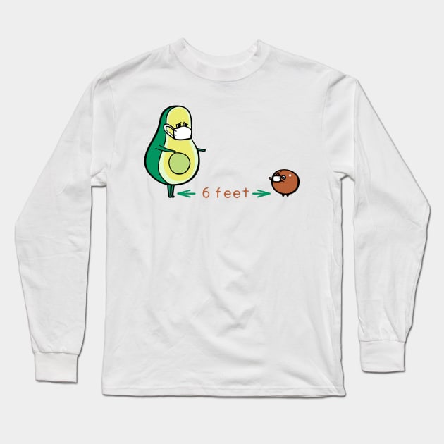 Social Distancing Avocado Long Sleeve T-Shirt by huebucket